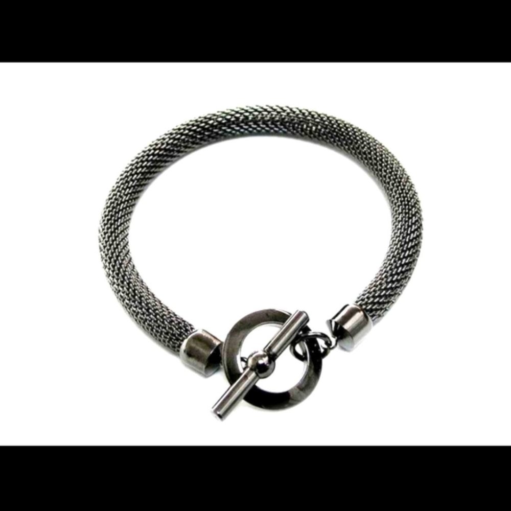 Unisex Round Black Mesh Bracelet